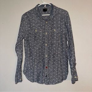 Urban Outfitters CPO Provisions Indigo Floral Two Pocket Button Down